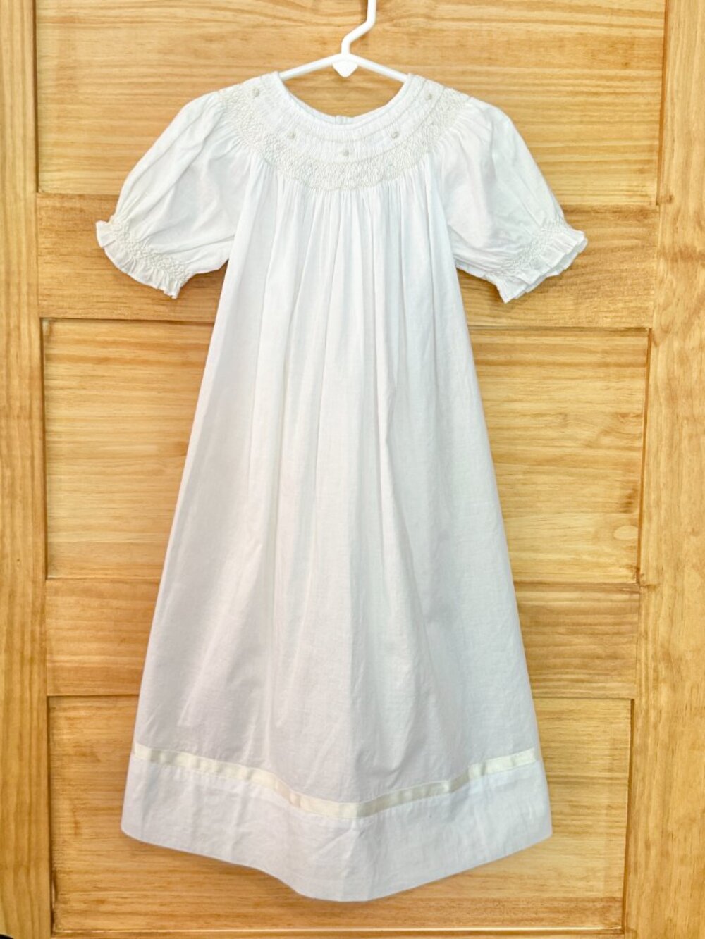 Strasburg Children Heirloom White Hand Smocked Christening Gown Dress Size 2